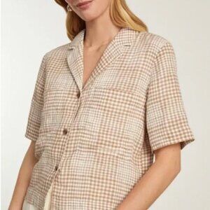 Everlane 100% Linen Button Down Notch Shirt Relaxed Fit Crop Top (Small)